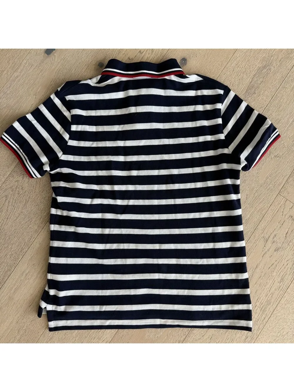 Polo Ralph Lauren Bear Preppy Embroidered Navy White Hampton Stripe Polo Shirt M